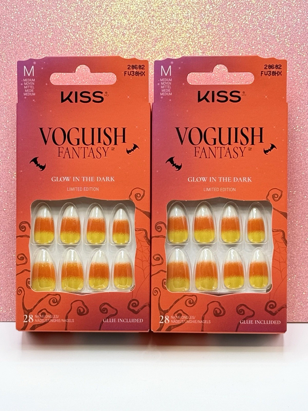 Kiss Voguish Fantasy Press-On Nails Halloween Medium Candy Corn 20602 Lot Of 2