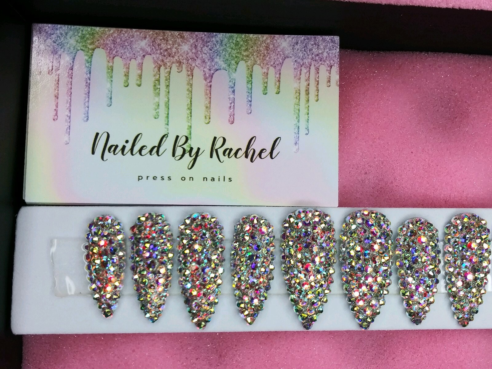 Super bling swarvoski Crystal Press On Nails – bridal stiletto diamond bling set