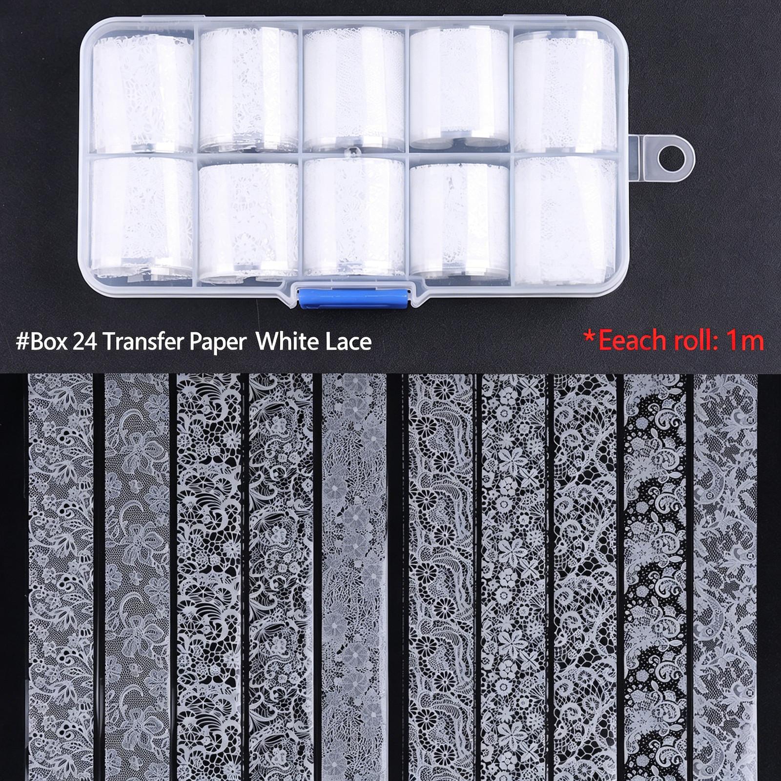 Nail Art Lace Transfer Paper Sweet Cool Pure Desire Black & White Lace Edge Star
