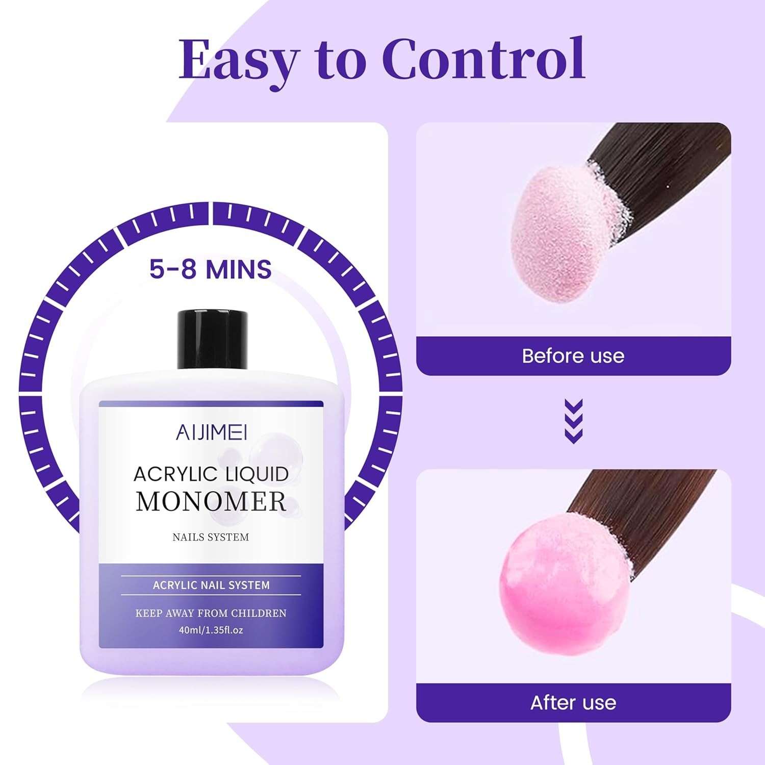 Professional 40ml Acrylic Liquid Monomer for Salon and Home Use – Fast Dry