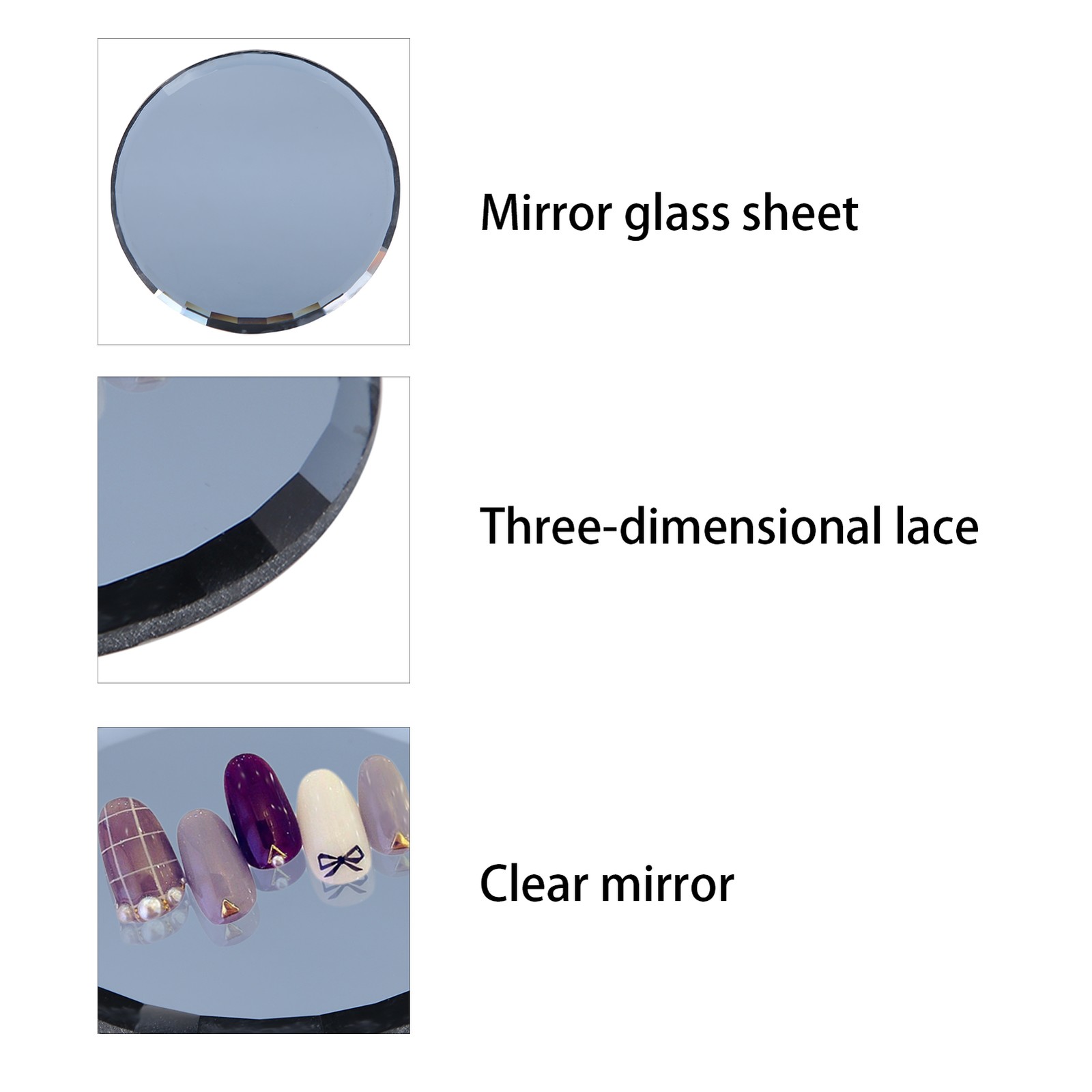 False Nail Mirror Glass Display Board Manicure Drawing Color Mixing Tool (Black)