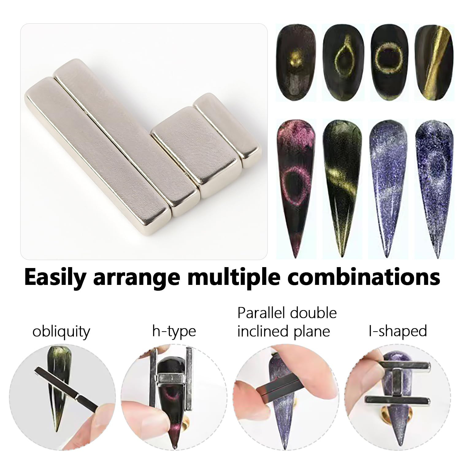 16 Pieces Cat Eye Nail Magnet Tool Set for Nails, Cat Eye Nail Polish Magnet Wan