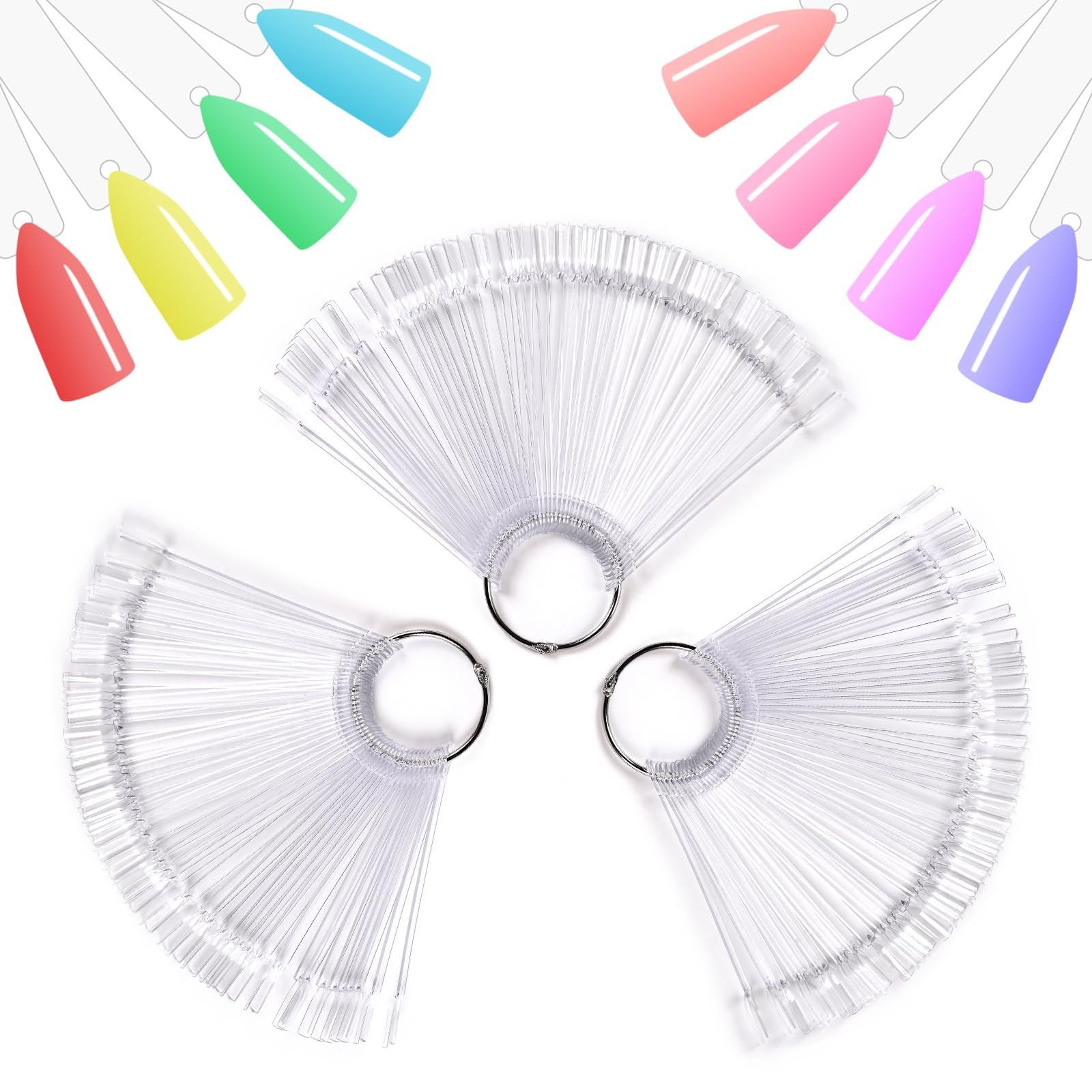siyuwuro 150Pcs Nail Swatch Sticks with Ring Clear Nail Polish Tips Fan Shape…