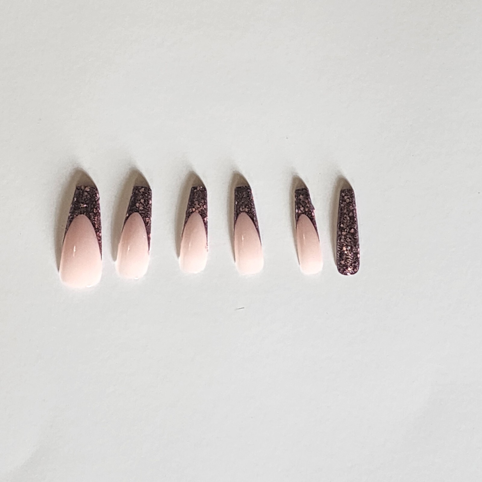 24pcs Set Glossy Glitter Shiny Coffin Long Dark Purple Press On Nails Kit 2