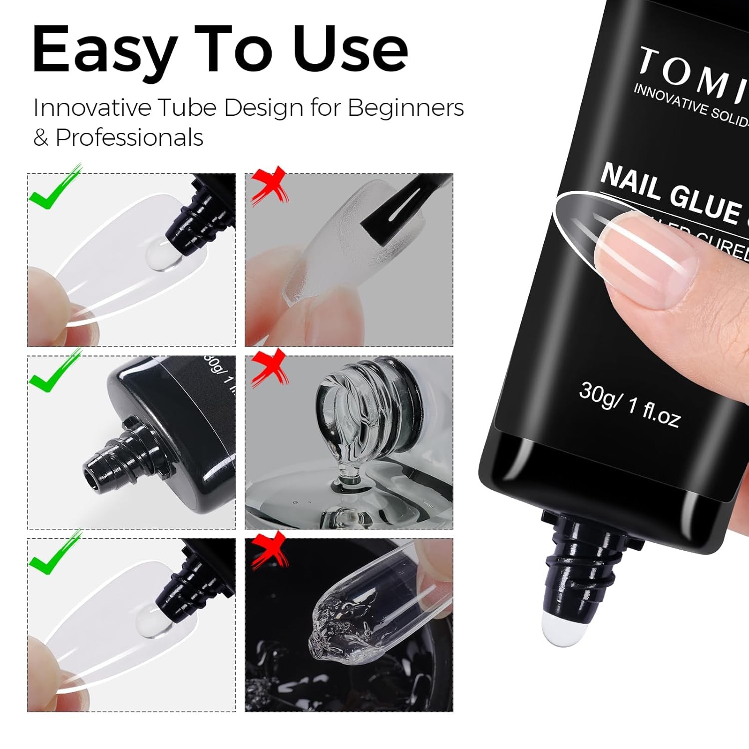 Solid Nail Glue Gel, 30g Long Lasting Strong Adhesive for nail tips Press on Nai
