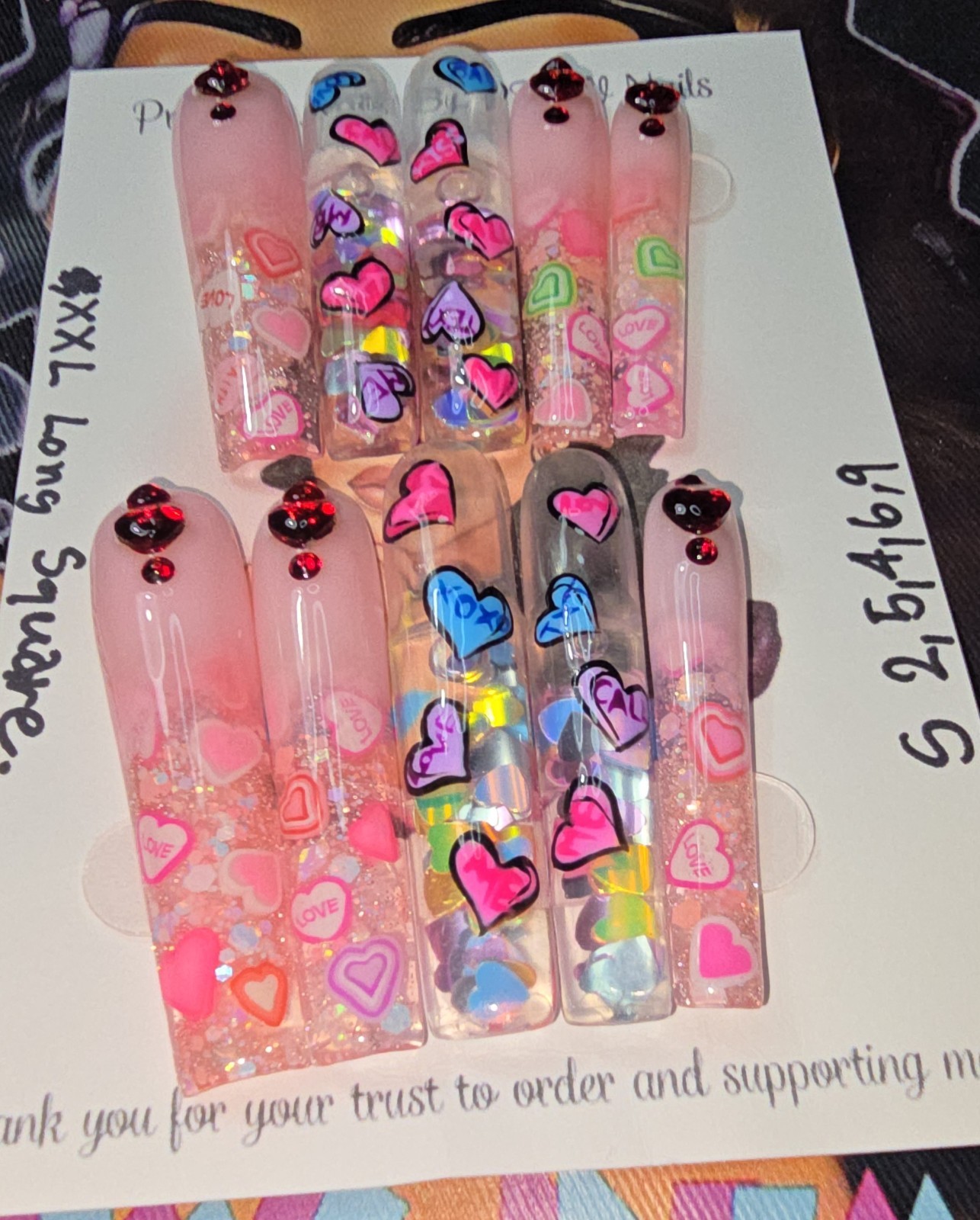 Handmade Gel Press On Nails,Aquarium Nails Small Size 2,5,4,6,9 XXL Long Square