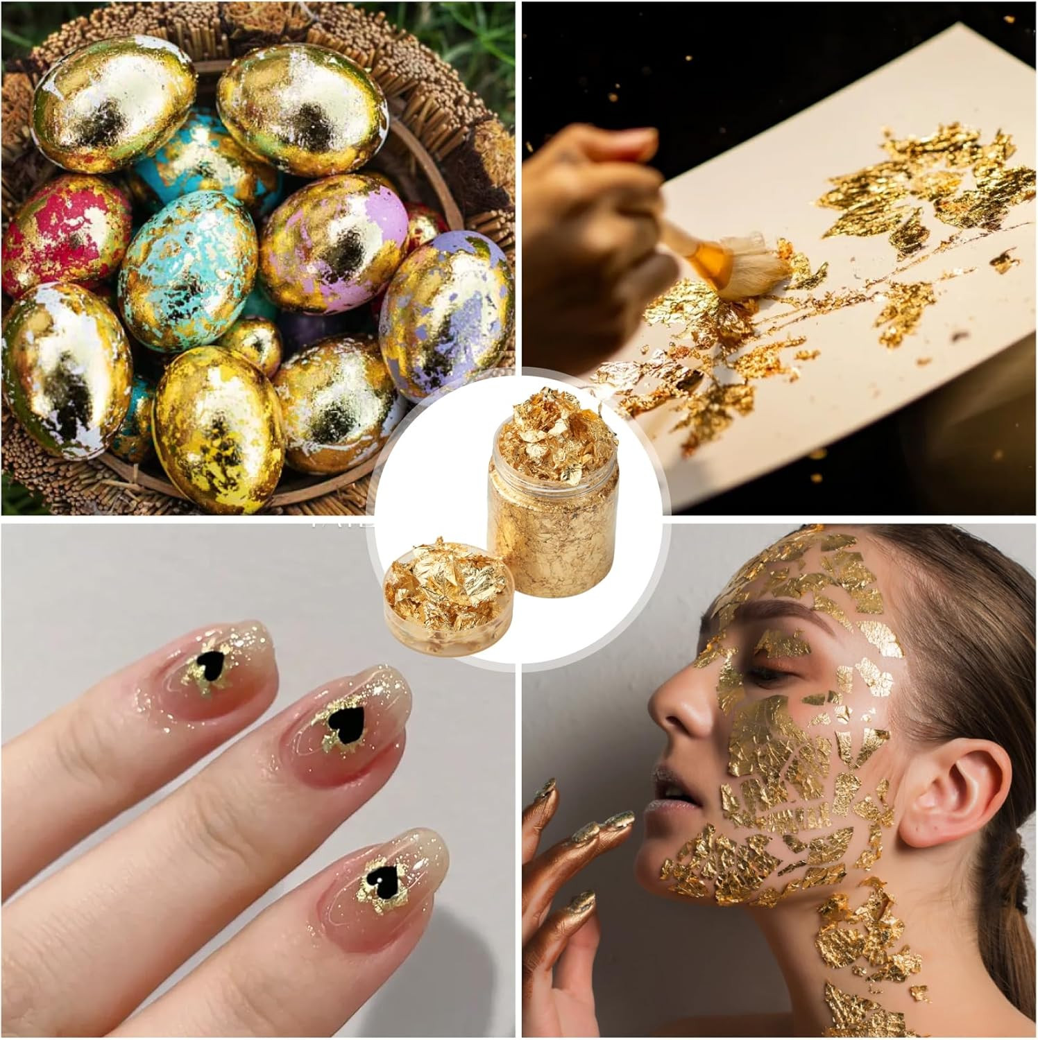 Gold Leaf Flakes with Tweezers,10G Metallic Gold Foil Flakes for Resin, with Twe