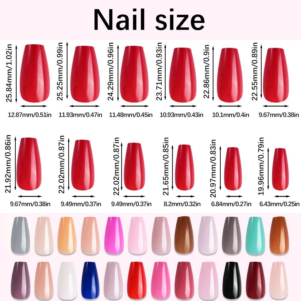 Press on Nails 24 Colors 576PCS Press on Nails Almond Matte Glossy Long Almond
