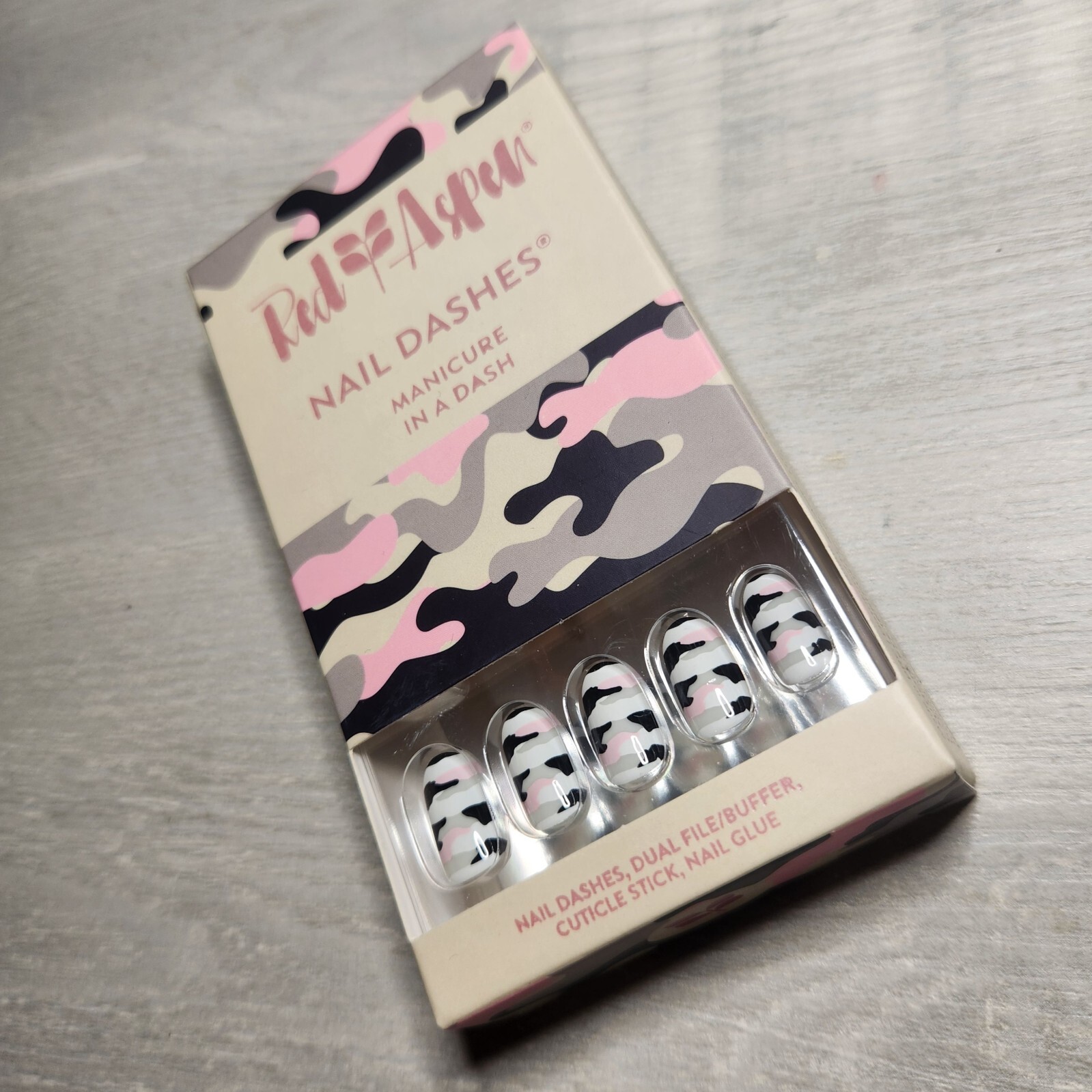 Press On Nails Army Pants & Flip Flops Dashes Pink Camo Christmas Red Aspen