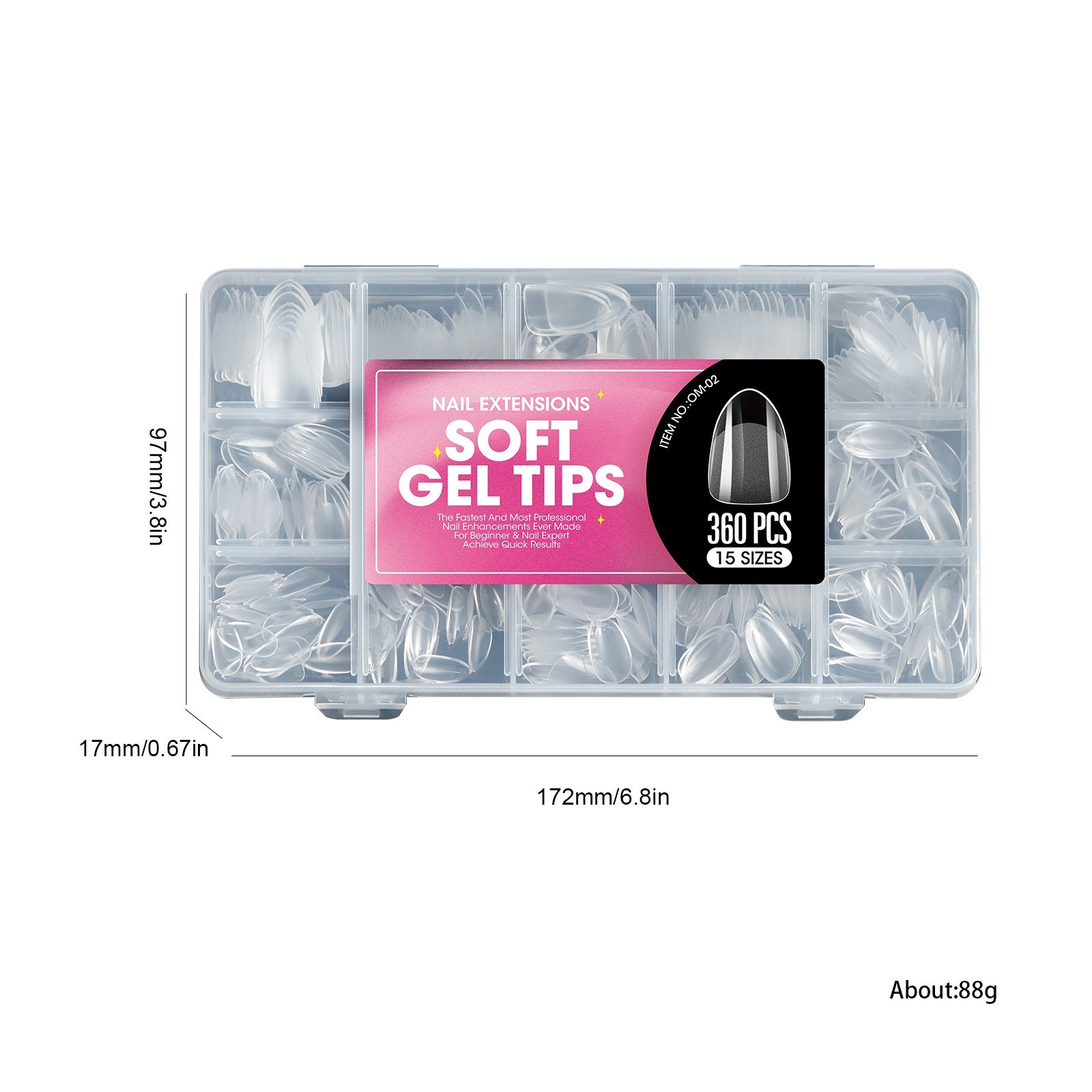 Soft Gel Tips 360PCS Full Cover Fake Nails Almond/Coffin/Oval/Square Nail Tips
