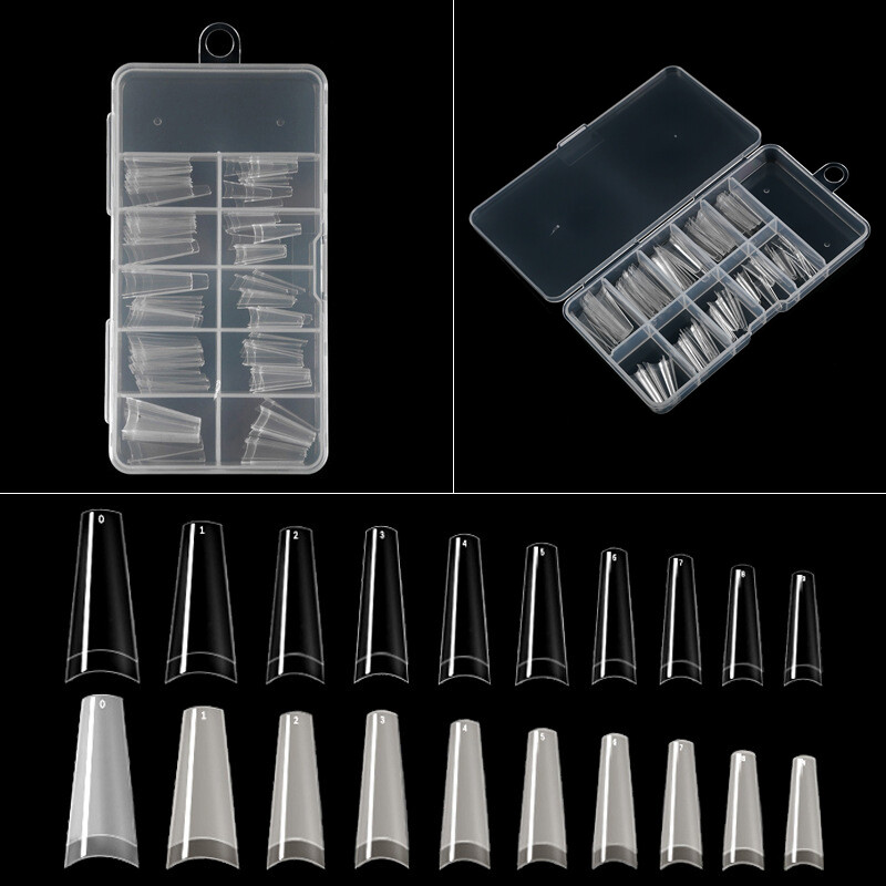 100pcs/case Flat French Half Cover Artificial Fake False Nail Tips 10 Sizes