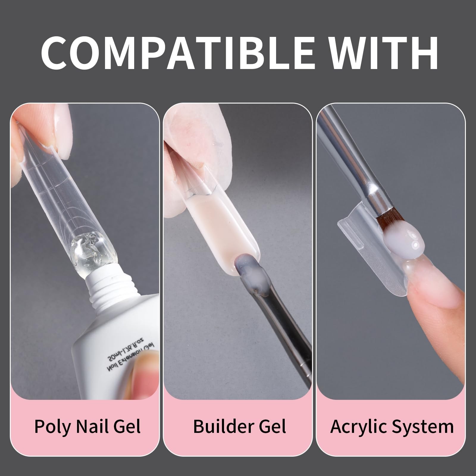Dual Nail Forms for Builder & Poly Nail Gel Extensions, 280 PCS, Long Coffin Mol