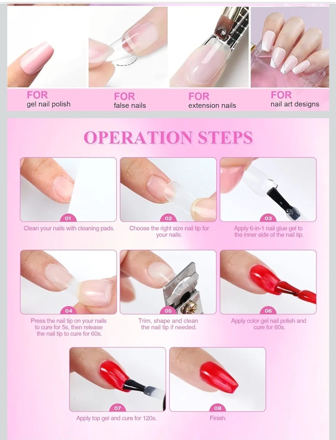 SAVILAND Nail Kit 500 Pcs Nail Tips Pre-Shaped Clear Short Damaged Box