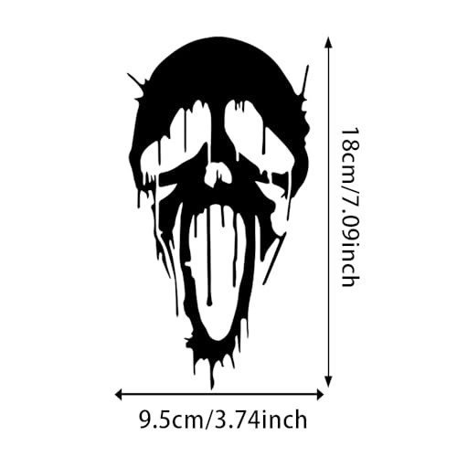 2pcs Ghost Horror Stickers, 3.74″x7.09″, Suitable for Car Windows, Black