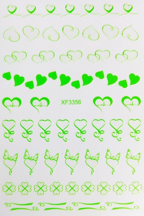 12 Sheets Nail Art 3D Decal Stickers heart with cardiogram bow clover XF335 NH21