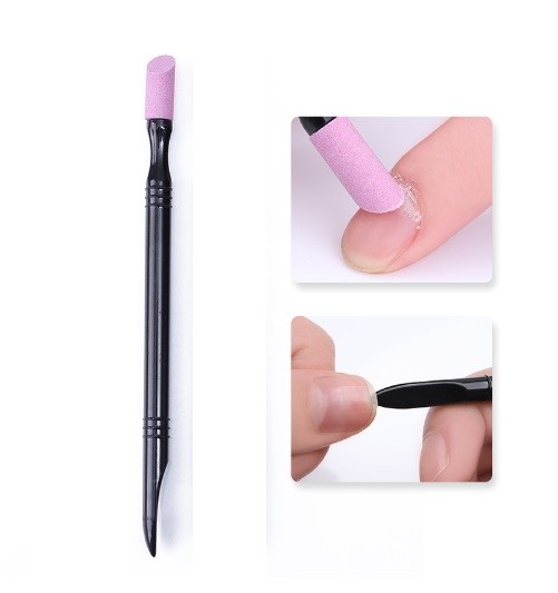 Cuticle Pusher Pumice stone Pink Remover Trimmer Nail Cleaner Manicure Art Tool