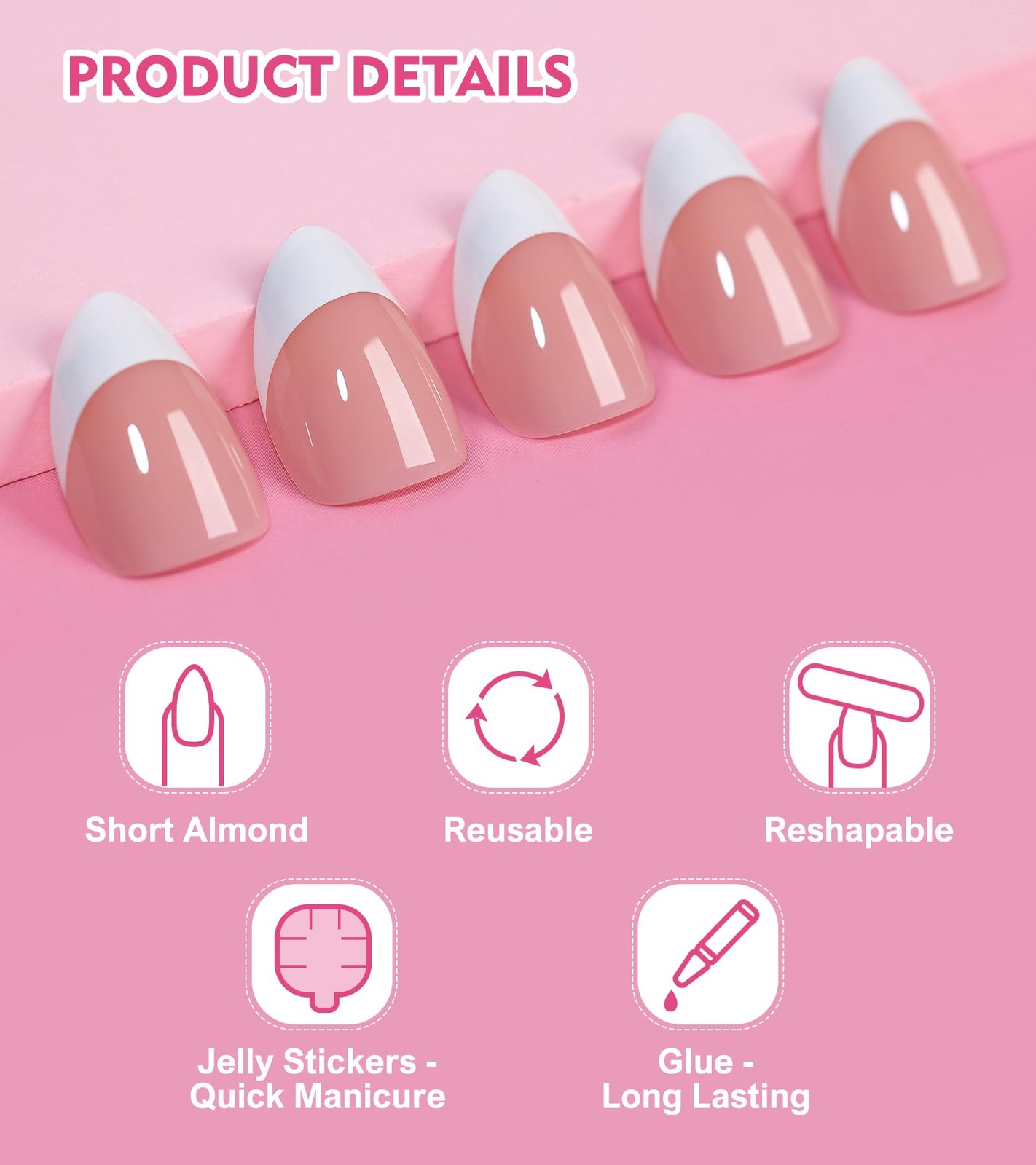Aegenacess Press On Nails Short – Press on Nails Almond Short Stick On Nails …