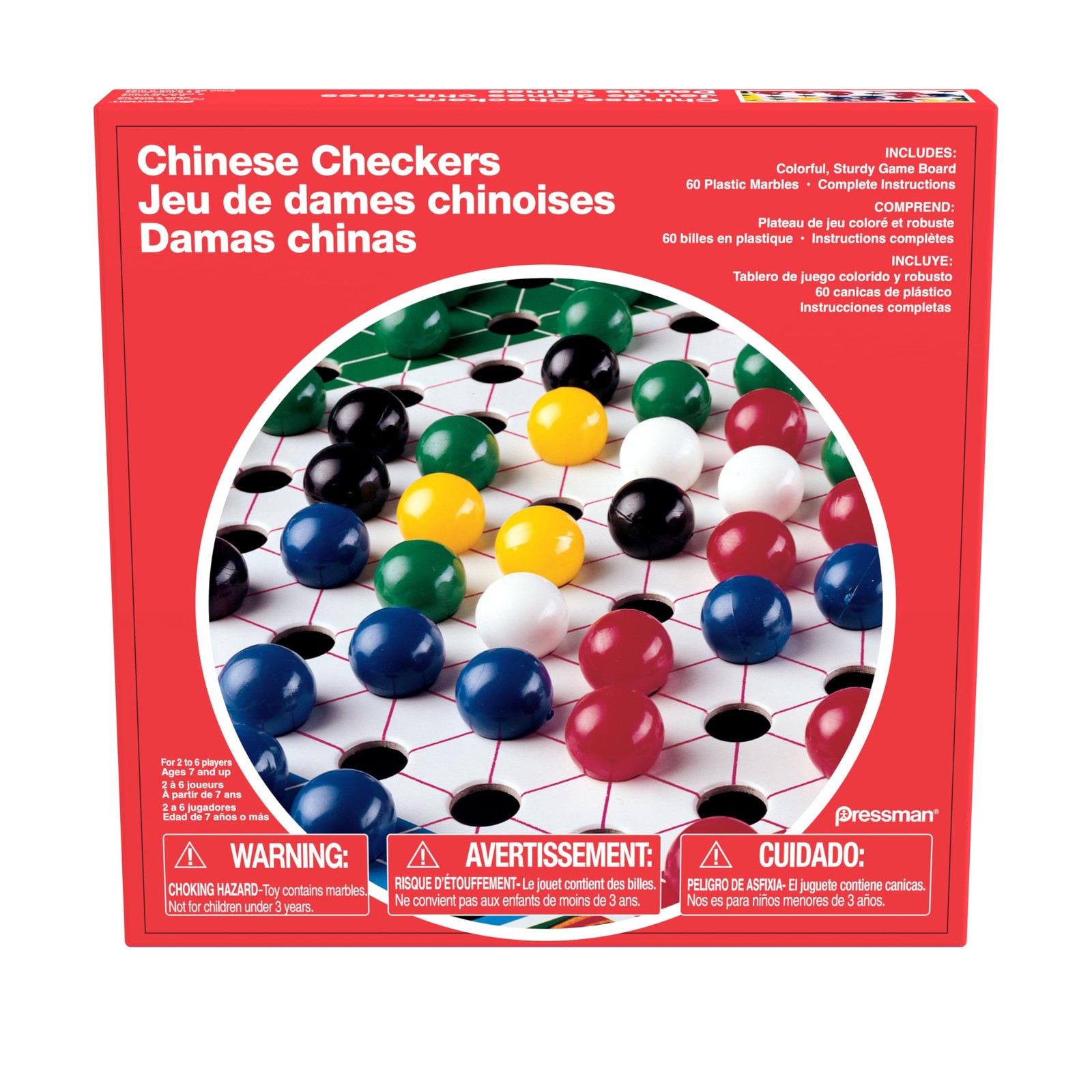 Pressman Chinese Checkers – Classic Strategy Board Game – 5″, Green/Blue/Red