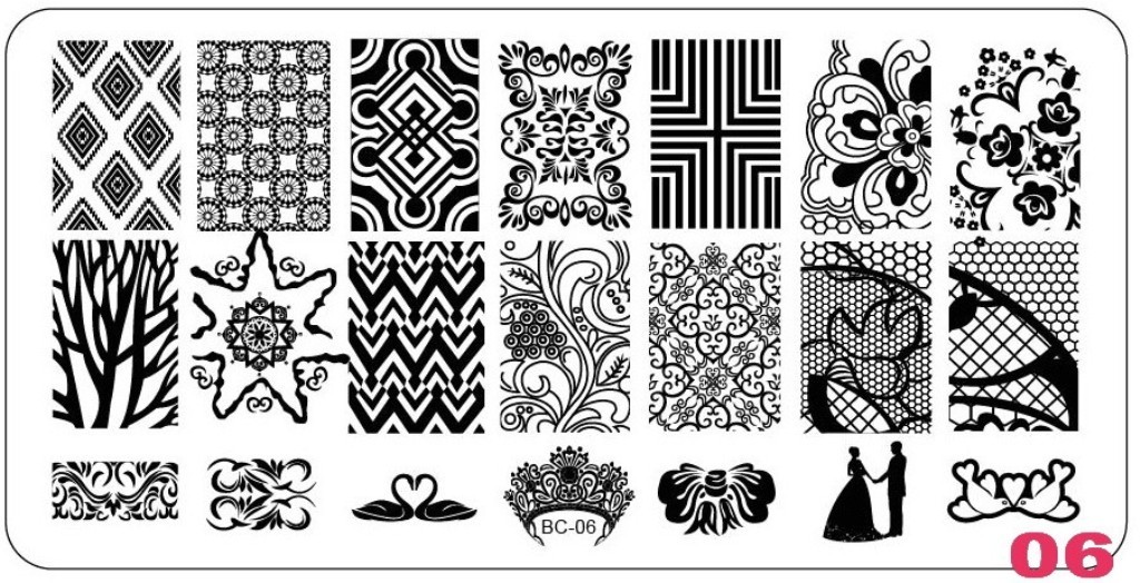 Nail Art Different Designs Stamping Image Plates with Pink Holder BC06 to BC10