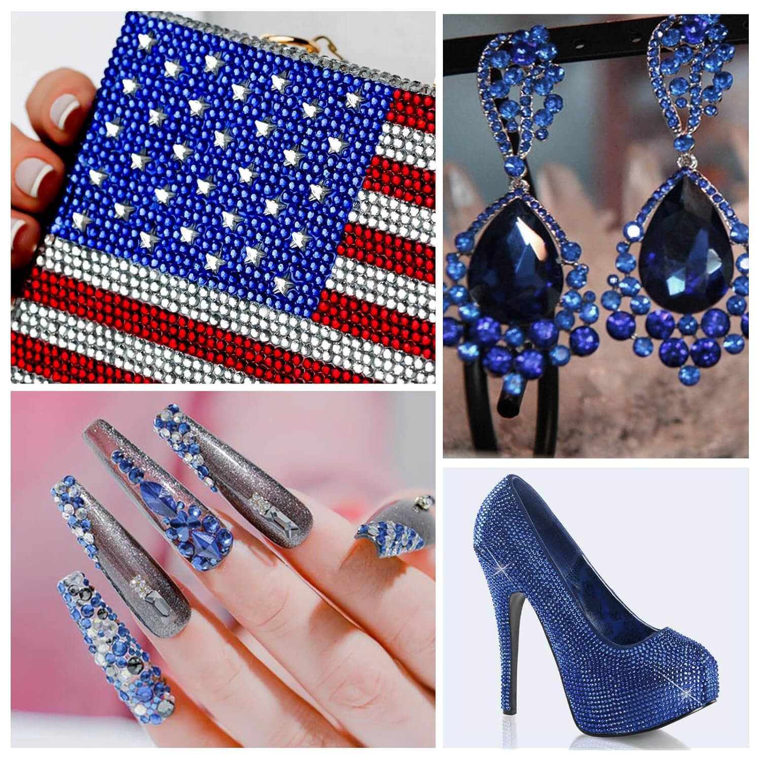 1440pcs Glitter Nail Art Rhinestones Flatback Crystals Gems 3D Nails Decoration