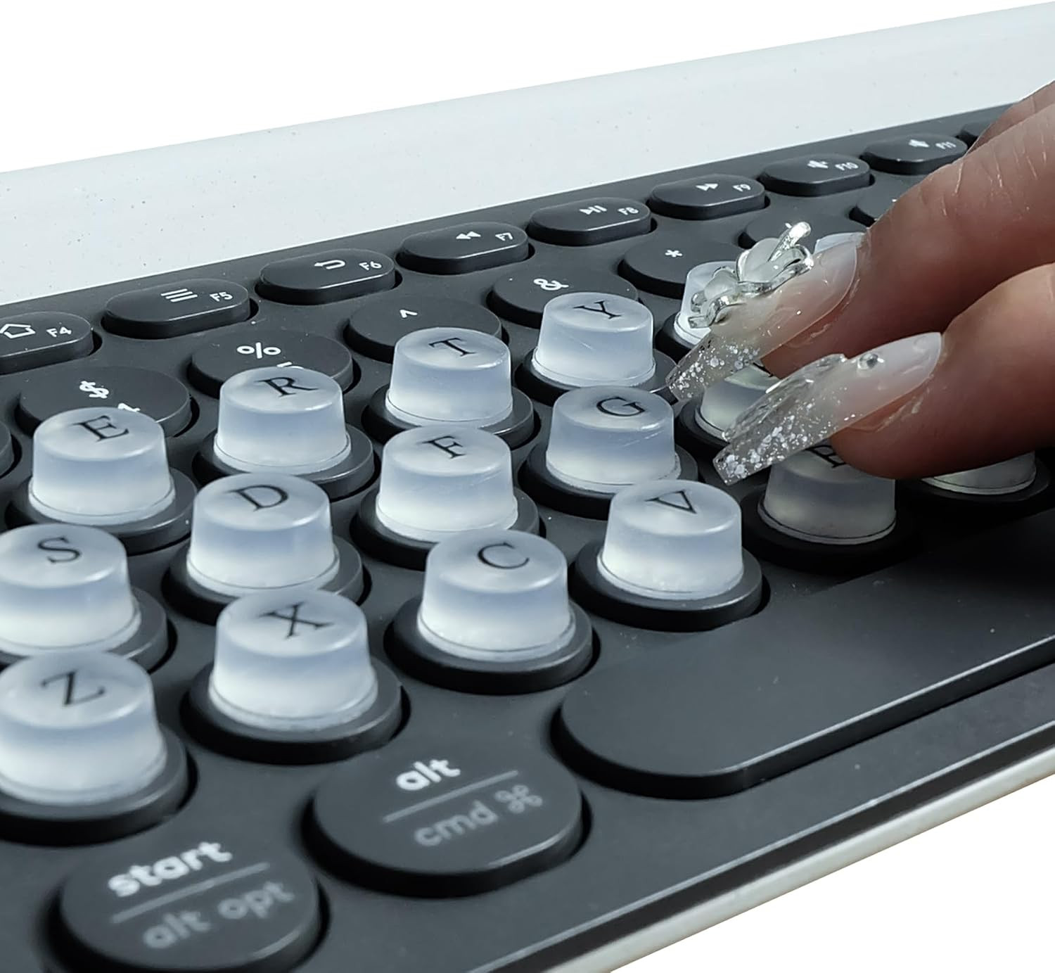 Raised Keyboard Sticker with DIY Character Decals for Nail Art Typing, Adhesive