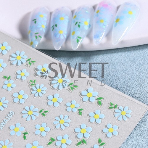 3 Sheets Daisy Stickers Nail Art DIY Design Waterproof Decal Manicure SWA NH28