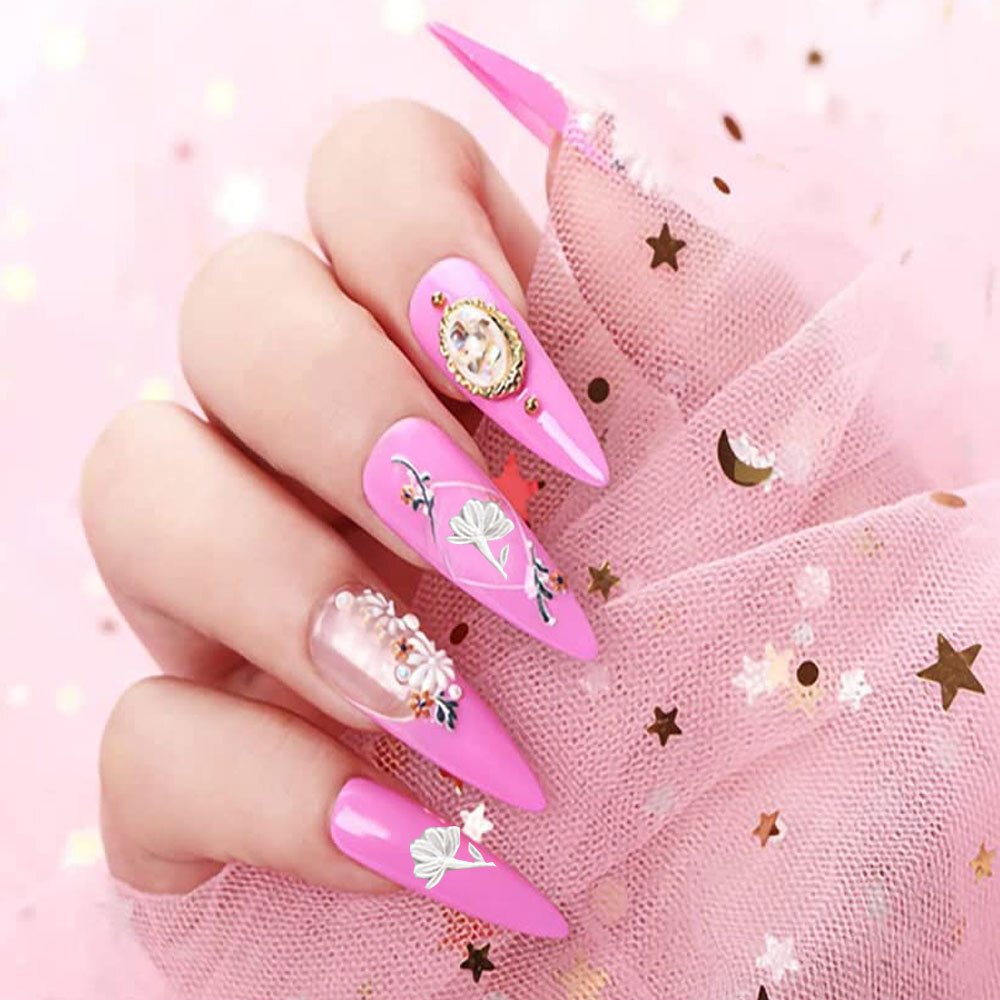 1 Sheet 5D Nail Art Stickers Embossed Flowers Leaf Nail Stickers Manicure DIY