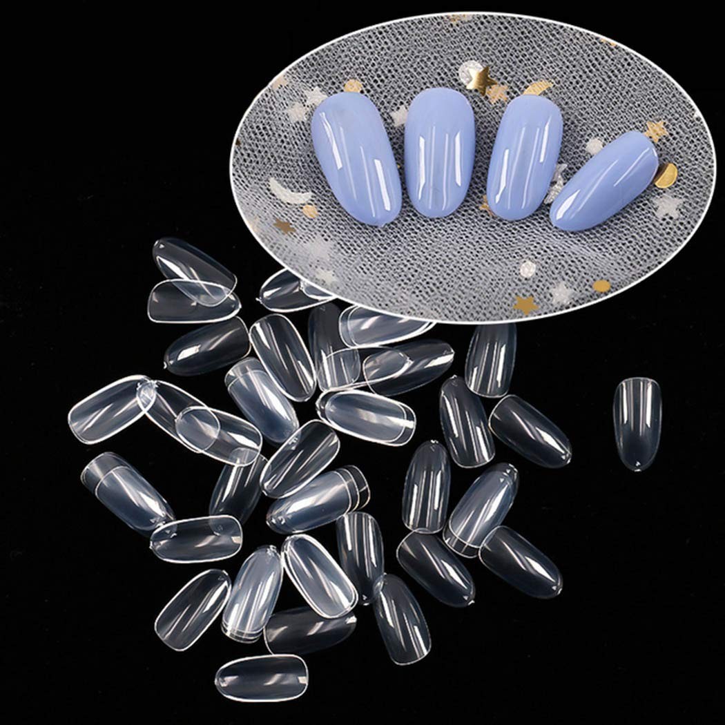 Sethexy Short Oval False Nails 500Pcs 10Sizes 500 Piece Assortment, Clear