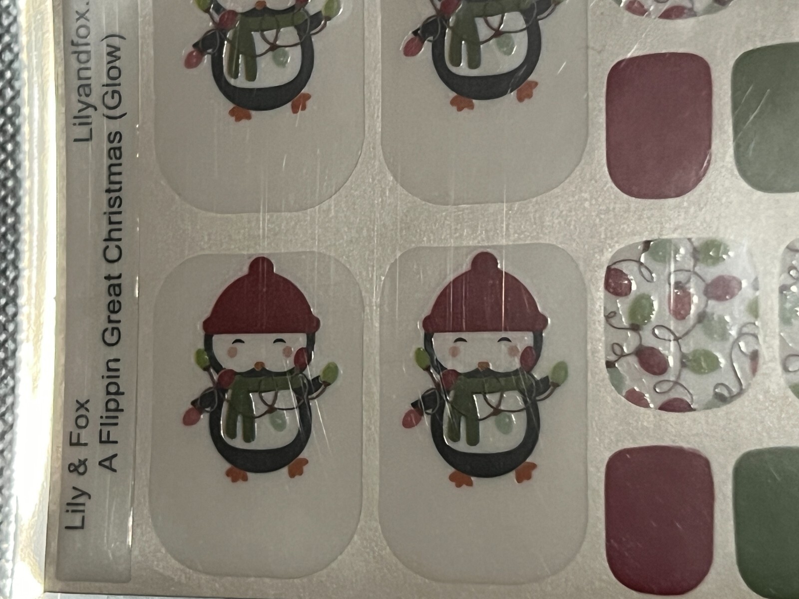 2 SETS – Lily & Fox Nail Wraps Stickers Pedicure Stick – Snowflakes, Penguins