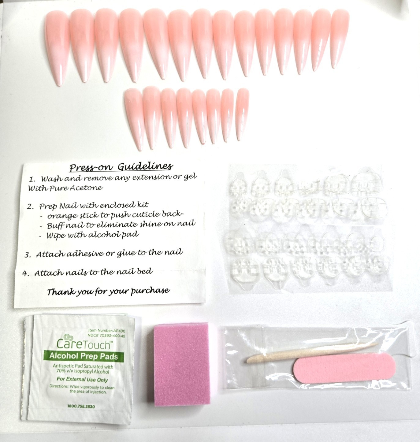 French & Ombre Press On Nails White Pink Nails Gel Multi Shapes 20–24Pc Prepkit