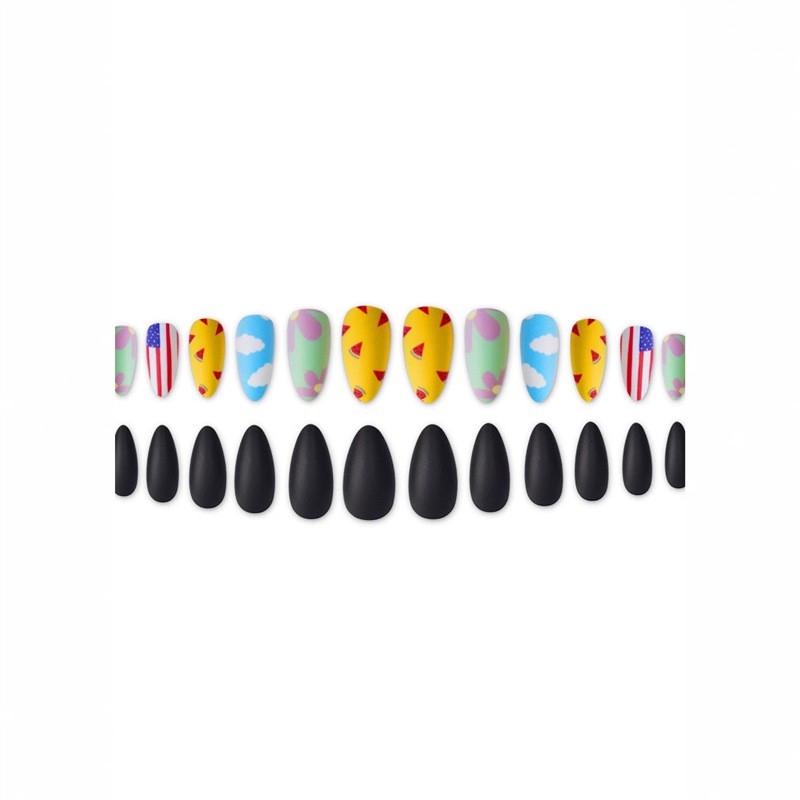 Independence Day Flag Cloud Almond Press On Nails Wholesale