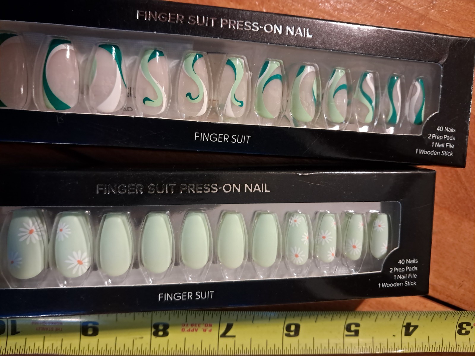 Finger Suit Press On Nails Lot Of 3 (40×3) 120 Total + Extra Box