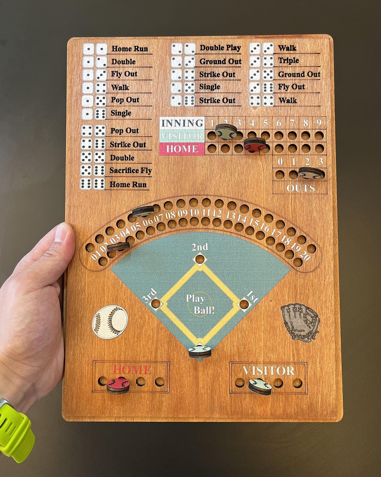 CBLKUS Baseball Dice Board Game,Fun Game with 12.0In X 8.5In
