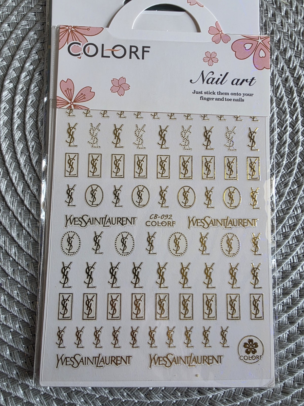 5D Embossed Nail Art Stickers Set of 4 Luxury Fashion Brand Decals Gold Black