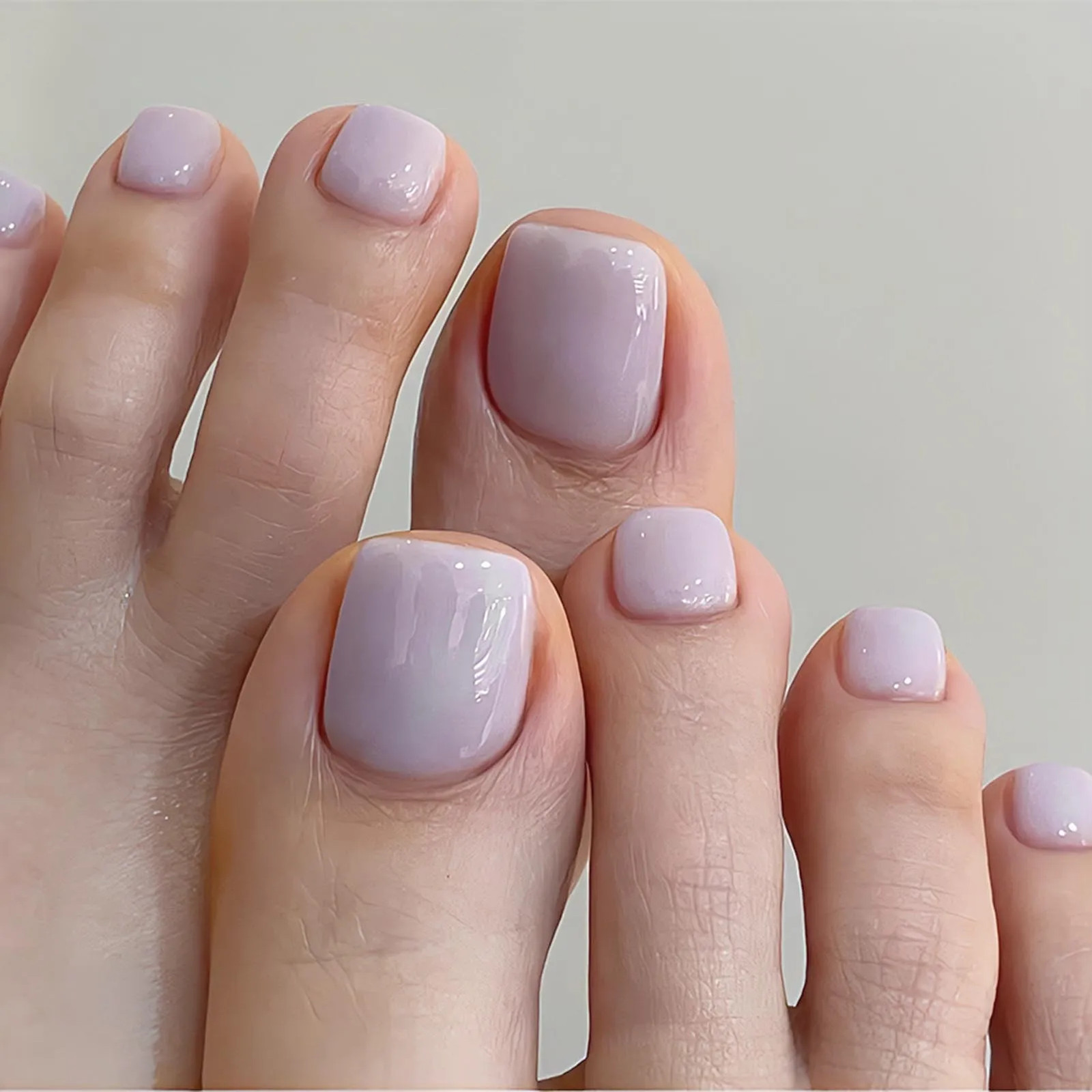 24pcs Pink Solid Color Press On Toenails Full Cover DIY False Toe Nails