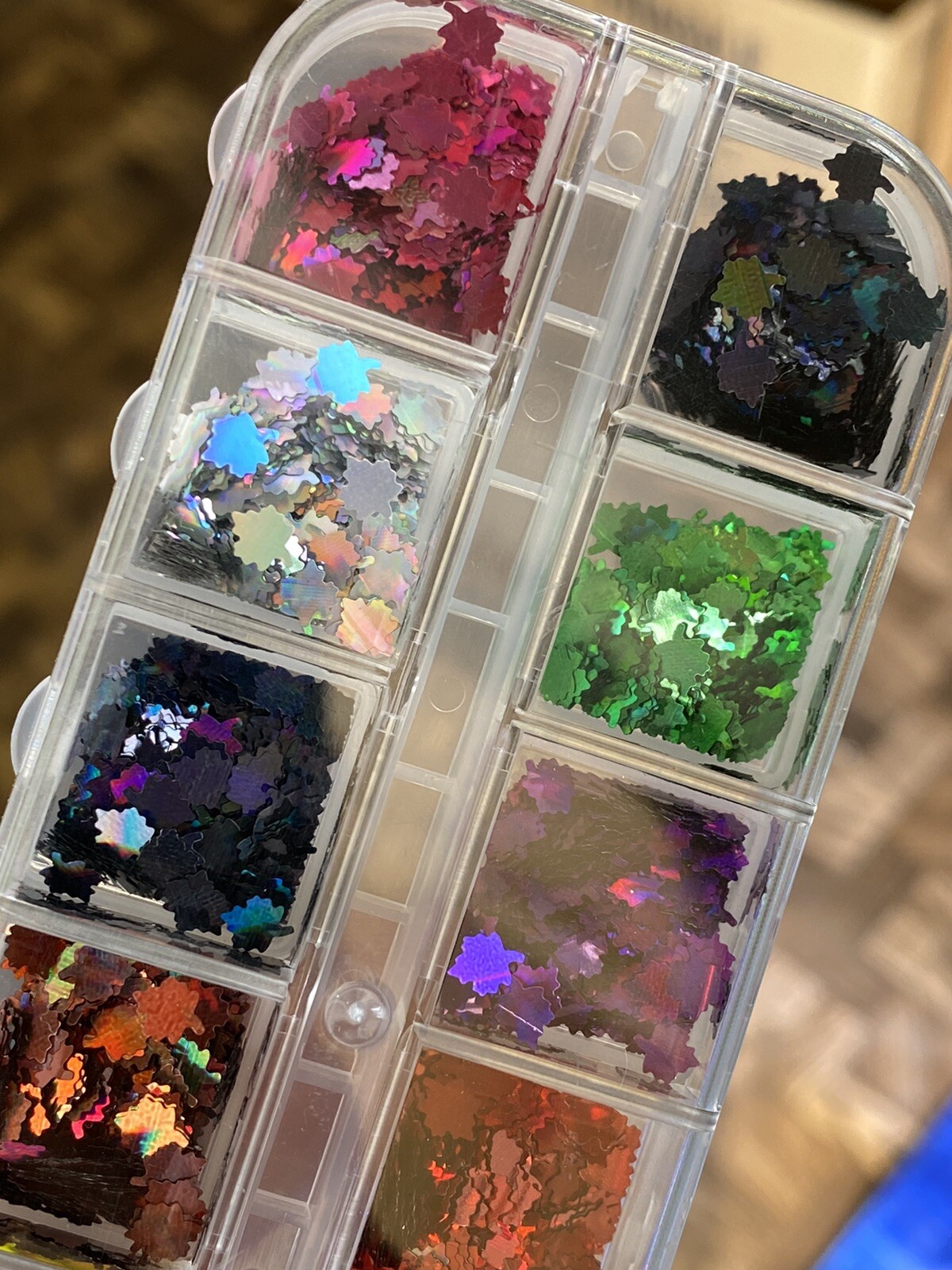 3D Laser Leaves Sequins Holographic Nail Art Flakes Glitter Foil Decoration