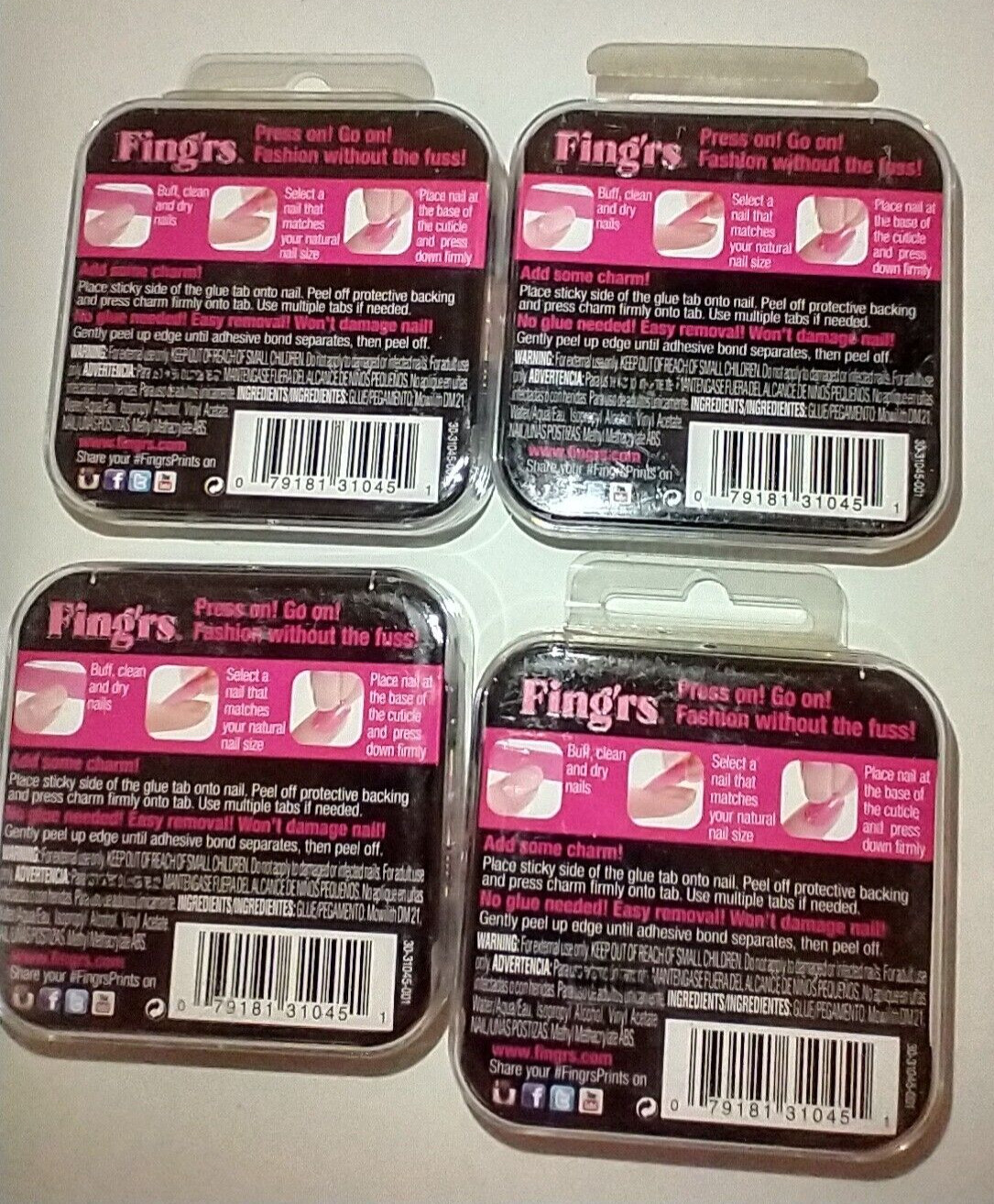 4 Fing’rs Prints Rock Rebel Press on Nails 31045 Check Mate COLORS
