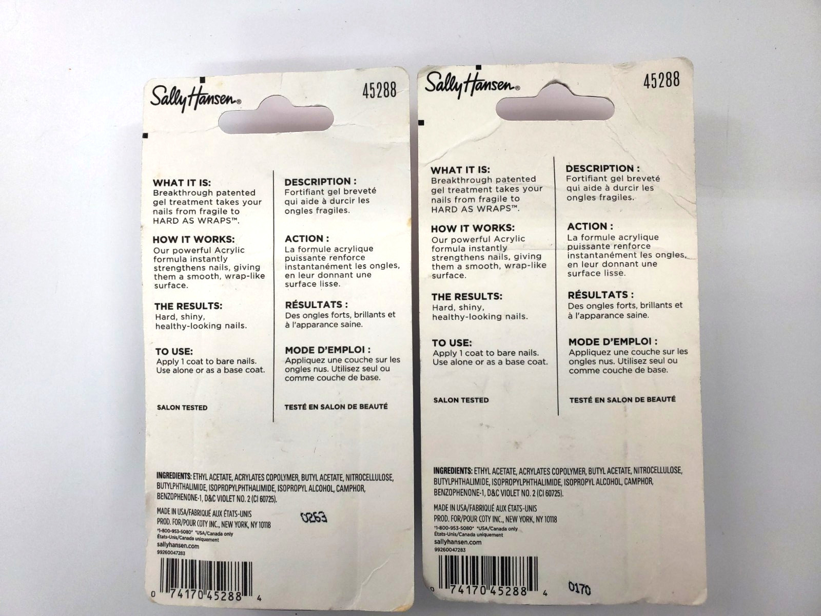 2X Sally Hansen Hard As Nails Wraps Acrylic Gel Hardens Seals 45288 New