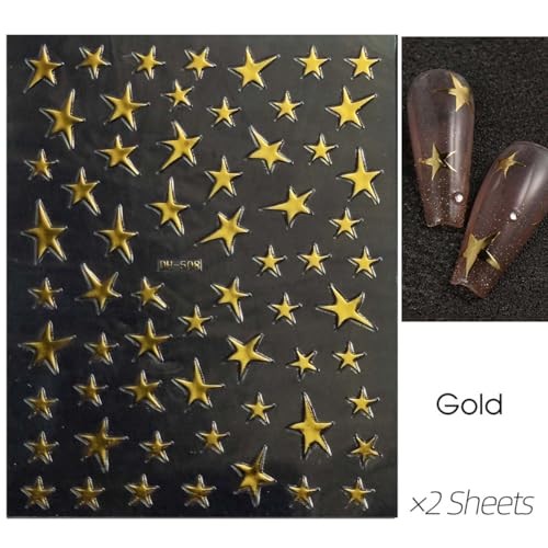 14 Sheets Y2k Star Nail Art Stickers – 7 Colors – Self-Adhesive Nail Style-3