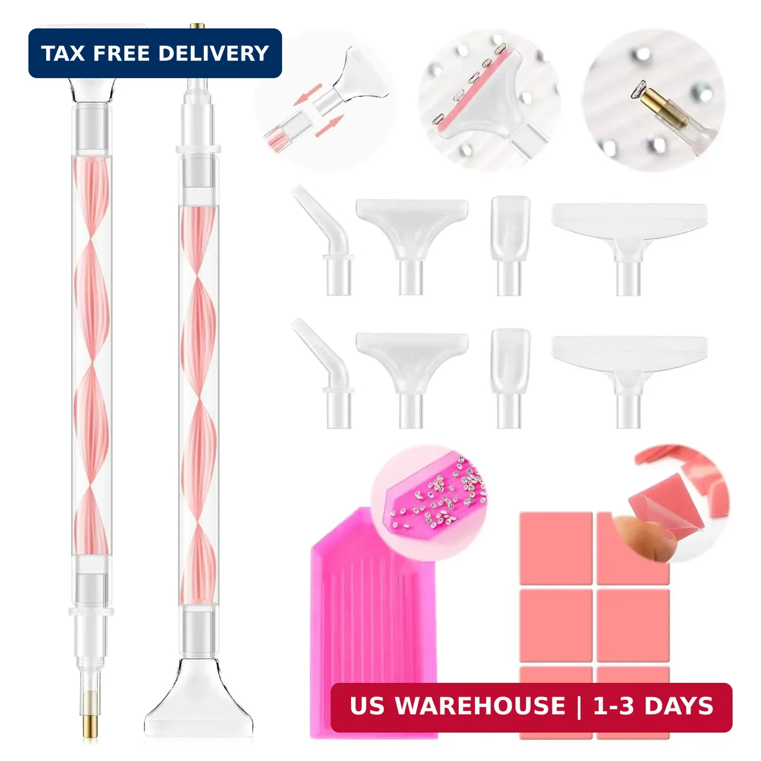 Rhinestone Picker Tool Kit: 2Pcs Rhinestone Picker Handle, Dual-Ended Rhinestone