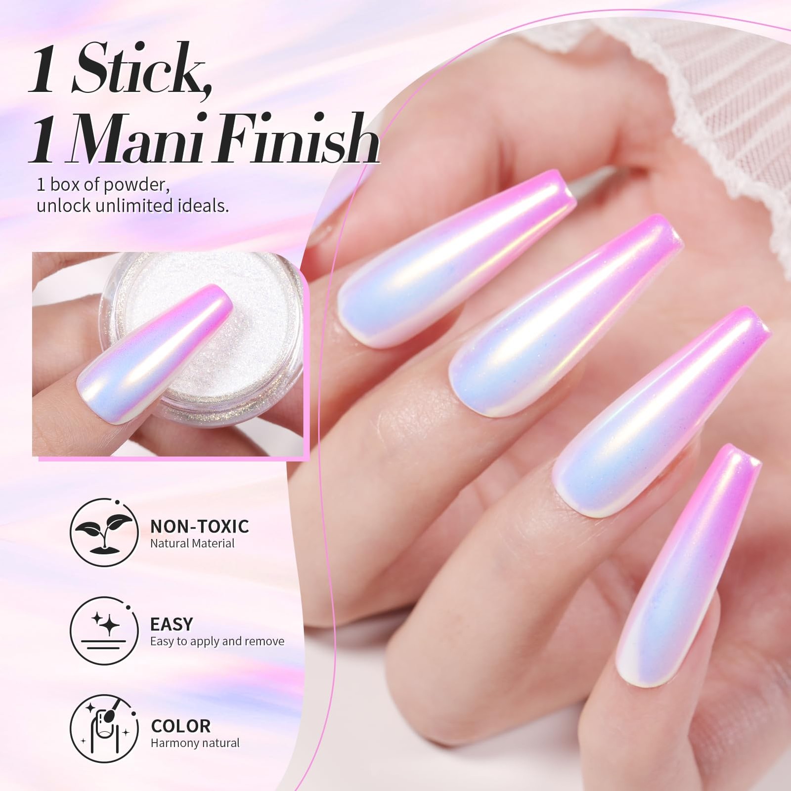 6 Jars Mermaid Chrome Nail Art Powder Aurora Mirror Holographic Manicure Glitter