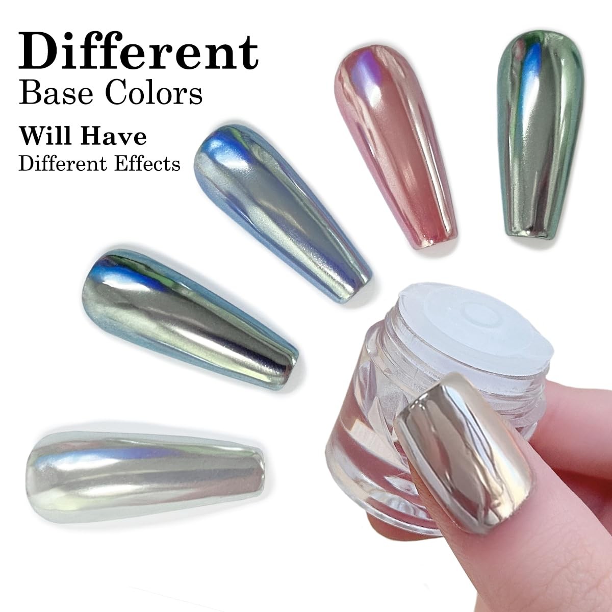 White Pearl Chrome Nail Powder 0.5g Magic Metallic Silver Super Glossy Mirror