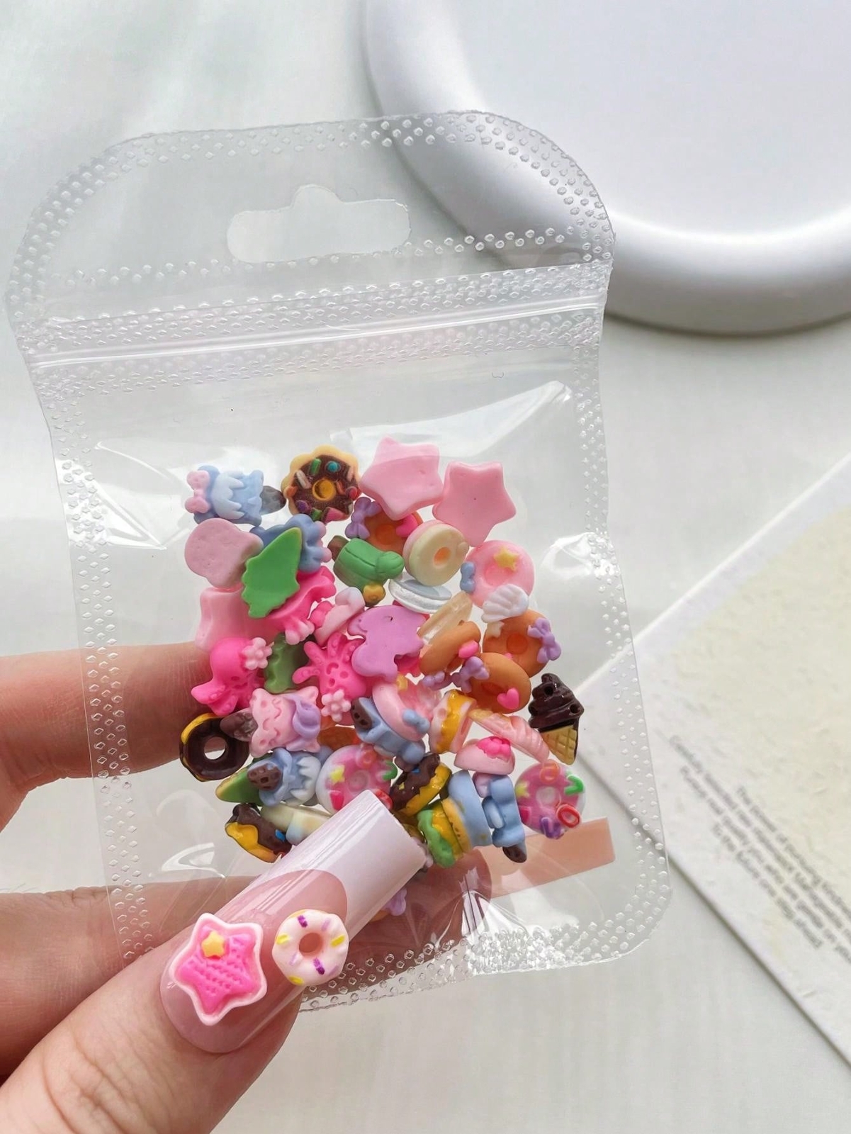 50pcs/Bag Cute Miniature Resin Food Toys Random Color Diy Cream Glue Cartoon