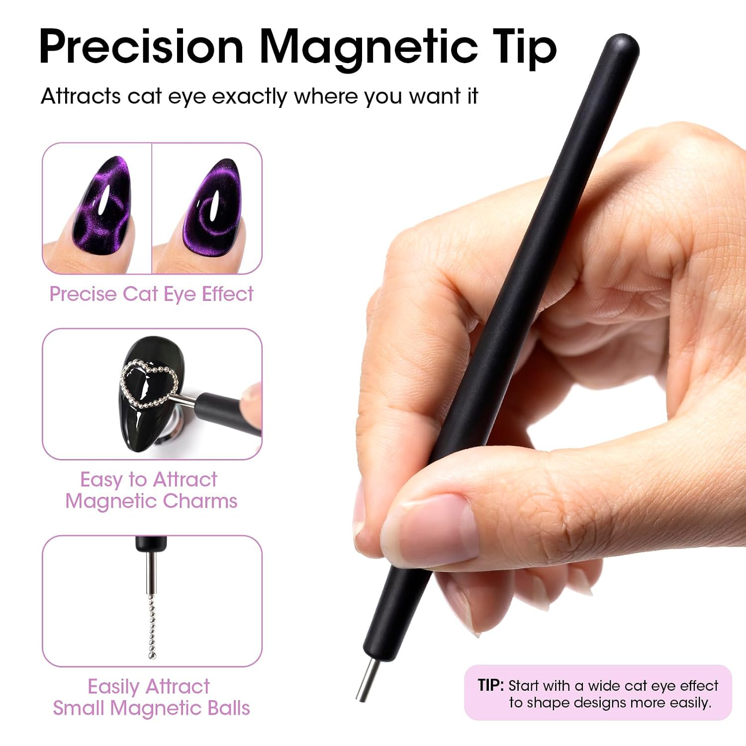Cat Eye Magnet, Double-Ended Nail Magnet Tool Kit for Gel Polish | Complete Set
