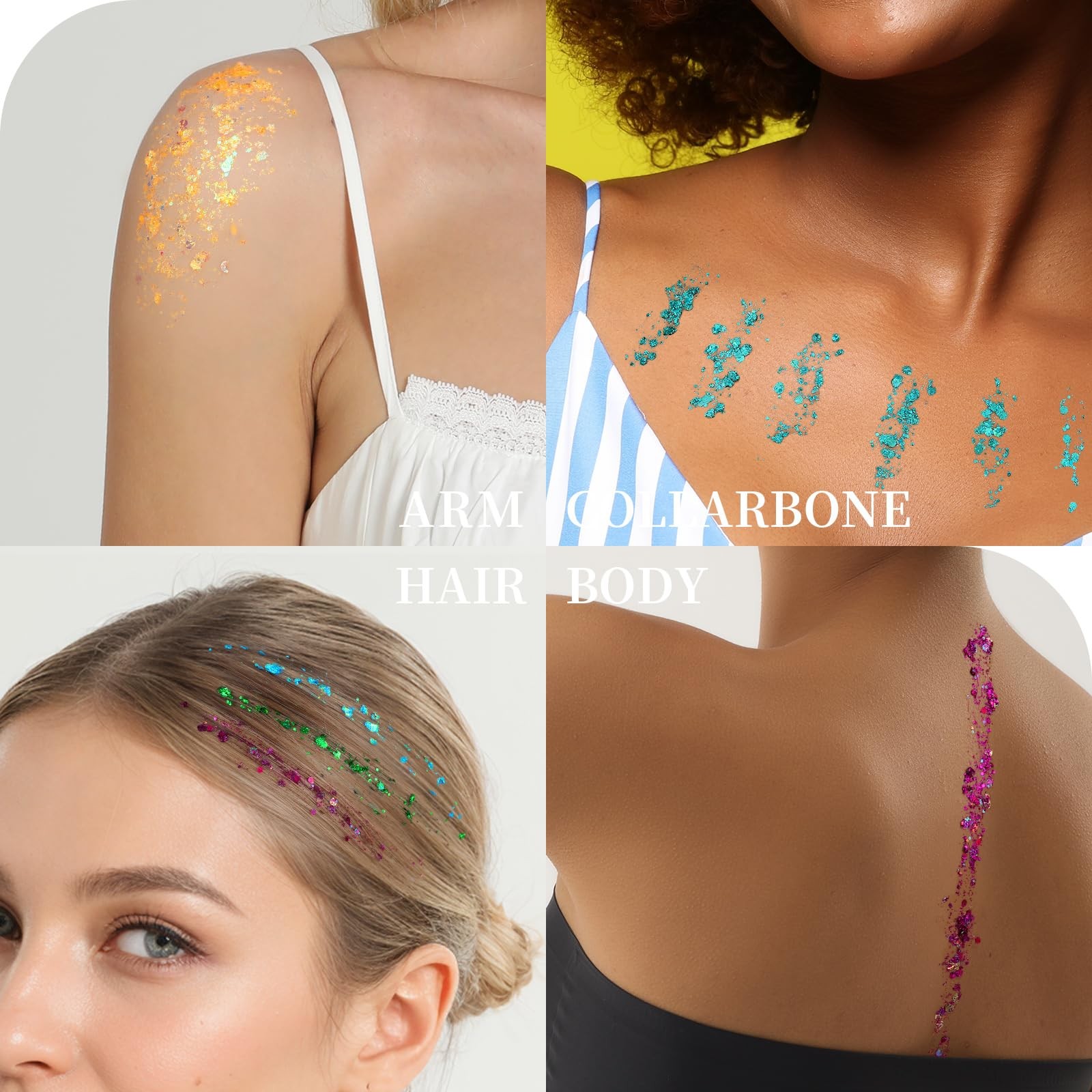 2 PCS 18 Color Face Body Hair Chunky Glitter Gel Kid Women Rave Concert Paint