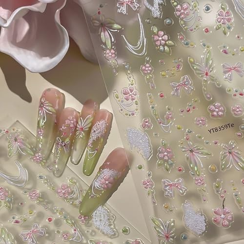 Spring Nail Stickers for Nail Art Butterfly Flower Nail Flower Nail Stickers-7