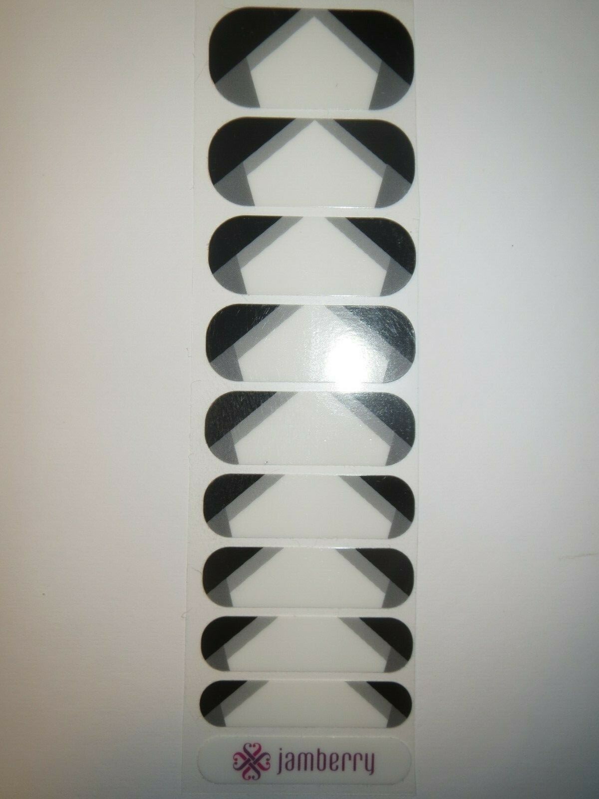 Jamberry Black & White Quad Cloud Nine Decorative Silver & White Frill 1/2 Half