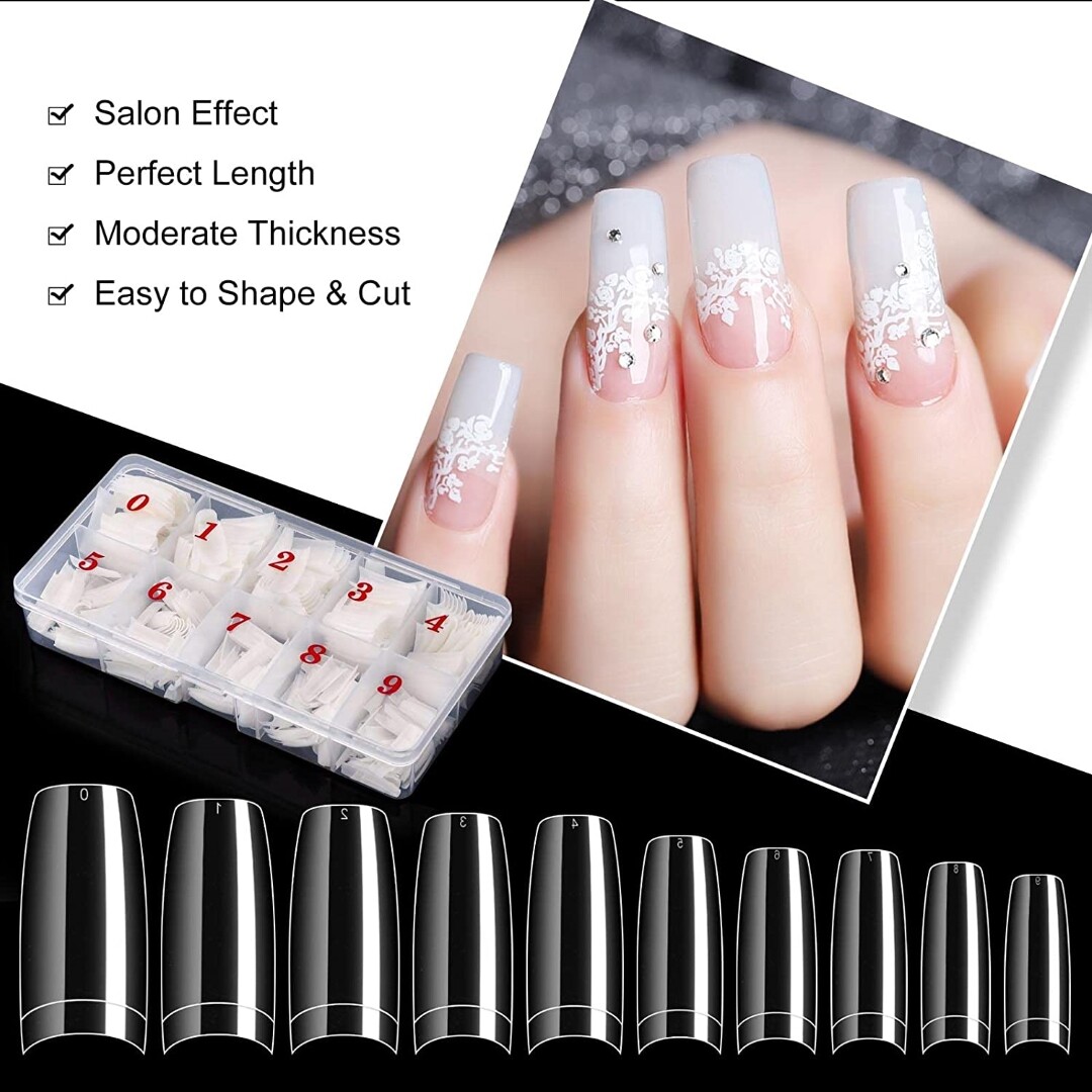 Kit De Uñas Acrilicas 1000 Pcs, 10 Tamaños Para Arte de uñasSalones Y Hogar DIY