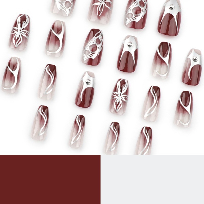 48 Pcs of Ballet Style Gradient Dyeing, Detachable and Reusable Short Nail Art