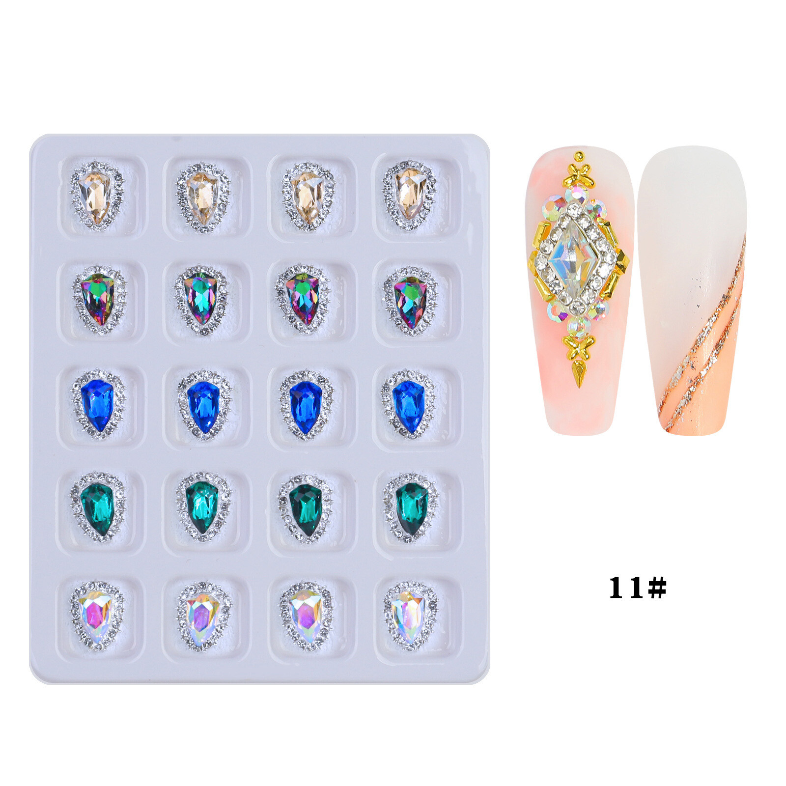 20 Grids Nail Art Rhinestones Glitter Heart Diamond Crystal Butterfly DIY Decora